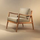 Poltrona Madeira Maciça Giulia Luxo Bege