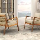 Poltrona Madeira Maciça Giulia Luxo Bege Claro