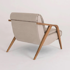 Poltrona Madeira Maciça Grace Linho Bege - Zahav Estofados Li