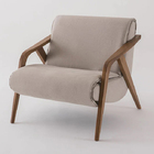 Poltrona Madeira Maciça Grace Linho Bege - Zahav Estofados Li