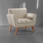 Poltrona Madeira Maciça Lyz Luxo Bege Claro