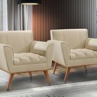 Poltrona Madeira Maciça Lyz Luxo Bege Claro