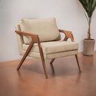 Poltrona Madeira Maciça Mona Luxo Bege