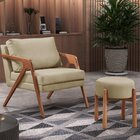 Poltrona Madeira Maciça Mona Luxo Bege