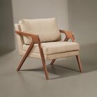 Poltrona Madeira Maciça Mona Luxo Bege