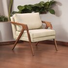 Poltrona Madeira Maciça Mona Luxo Bege Claro