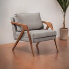 Poltrona Madeira Maciça Mona Luxo Cinza