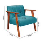 Poltrona Madri Sala Recepcao Tecido Suede Pes Madeira Azul-tu