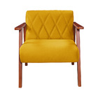 Poltrona Madri Sala Recepcao Tecido Suede Pes Madeira Mostarda