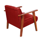 Poltrona Madri Sala Recepcao Tecido Suede Pes Madeira Vermelho