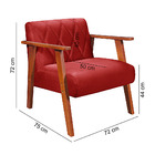 Poltrona Madri Sala Recepcao Tecido Suede Pes Madeira Vermelho