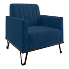 Poltrona Maine Veludo Base De Ferro Preto - D'rossi - Azul Ma