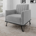 Poltrona Maine Veludo Base De Ferro Preto - D'rossi - Cinza