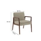 Poltrona Maite Estofada Em Tecido Poliéster - Castanho/cinza