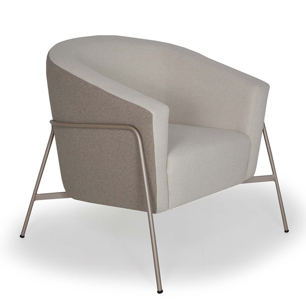 Poltrona Mallone Linho Castanho A-490 Com Linho Bege A-489 Ba