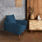 Poltrona Mandara Vintage Pés Palilto Suede Azul Marinho