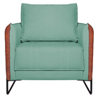 Poltrona Manhattan Base De Ferro Sintético Nozes Com Linho -