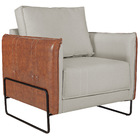 Poltrona Manhattan Base De Ferro Sintético Nozes Com Linho -