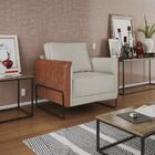 Poltrona Manhattan Base De Ferro Sintético Nozes Com Linho -