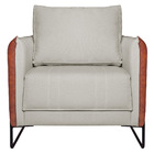 Poltrona Manhattan Base De Ferro Sintético Nozes Com Linho -