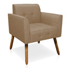 Poltrona Manuela Linho Palha Pés Palito Bnn Decor