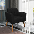 Poltrona Manuela Linho Preto Pés Palito Tana Decor