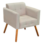 Poltrona Manuela Suede Bege Pés Palito Bnn Decor