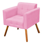 Poltrona Manuela Suede Rosa Bebê Pés Palito Tana Decor