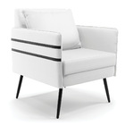 Poltrona Mari Corino Branco Com Tira Corano Preto Pés Palito