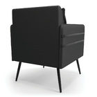 Poltrona Mari Corino Preto Com Tira Corano Preto Pés Palito D