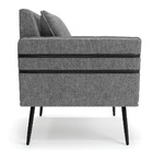 Poltrona Mari Linho Grafite A26 Com Tira Corano Preto Pés Pal