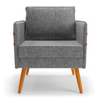 Poltrona Mari Linho Pés Palito Castanho D03 - D'rossi - A26 G