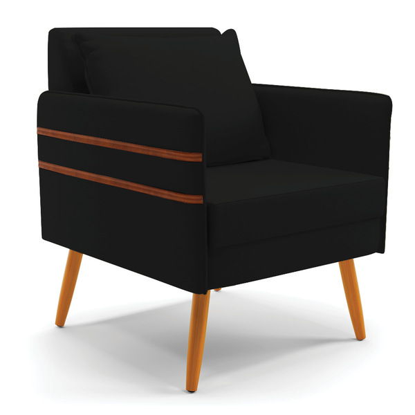 Poltrona Mari Linho Pés Palito Castanho D03 - D'rossi - A79 P