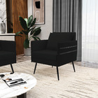 Poltrona Mari Linho Pés Palito De Ferro Preto D03 - D'rossi -