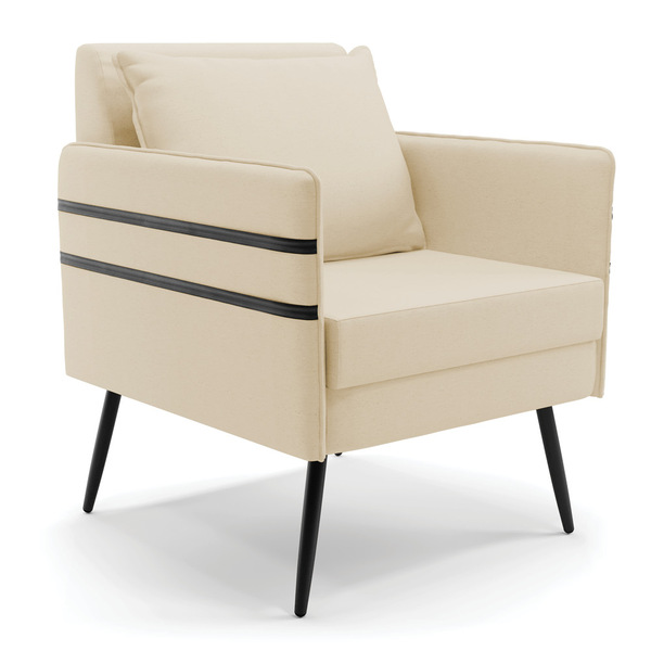 Poltrona Mari Linho Pés Palito De Ferro Preto D03 - D'rossi -