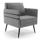 Poltrona Mari Linho Pés Palito De Ferro Preto D03 - D'rossi -