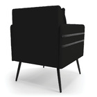 Poltrona Mari Linho Preto A79 Com Tira Corano Preto Pés Palit