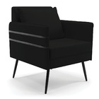 Poltrona Mari Linho Preto A79 Com Tira Corano Preto Pés Palit