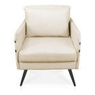 Poltrona Mari Suede Bege Com Tira Corano Preto Pés Palito De