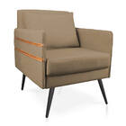 Poltrona Mari Suede Com Tira Corano Nozes Pés Palito De Ferro