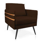 Poltrona Mari Suede Com Tira Corano Nozes Pés Palito De Ferro