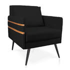 Poltrona Mari Suede Com Tira Corano Nozes Pés Palito De Ferro