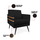 Poltrona Mari Suede Com Tira Corano Nozes Pés Palito De Ferro