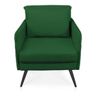 Poltrona Mari Suede Com Tira Corano Preto Pés Palito De Ferro