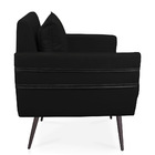 Poltrona Mari Suede Com Tira Corano Preto Pés Palito De Ferro