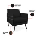 Poltrona Mari Suede Com Tira Corano Preto Pés Palito De Ferro