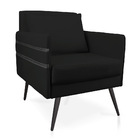 Poltrona Mari Suede Com Tira Corano Preto Pés Palito De Ferro