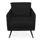 Poltrona Mari Suede Com Tira Corano Preto Pés Palito De Ferro