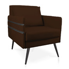 Poltrona Mari Suede Com Tira Corano Preto Pés Palito De Ferro