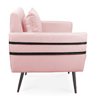 Poltrona Mari Suede Com Tira Corano Preto Pés Palito De Ferro